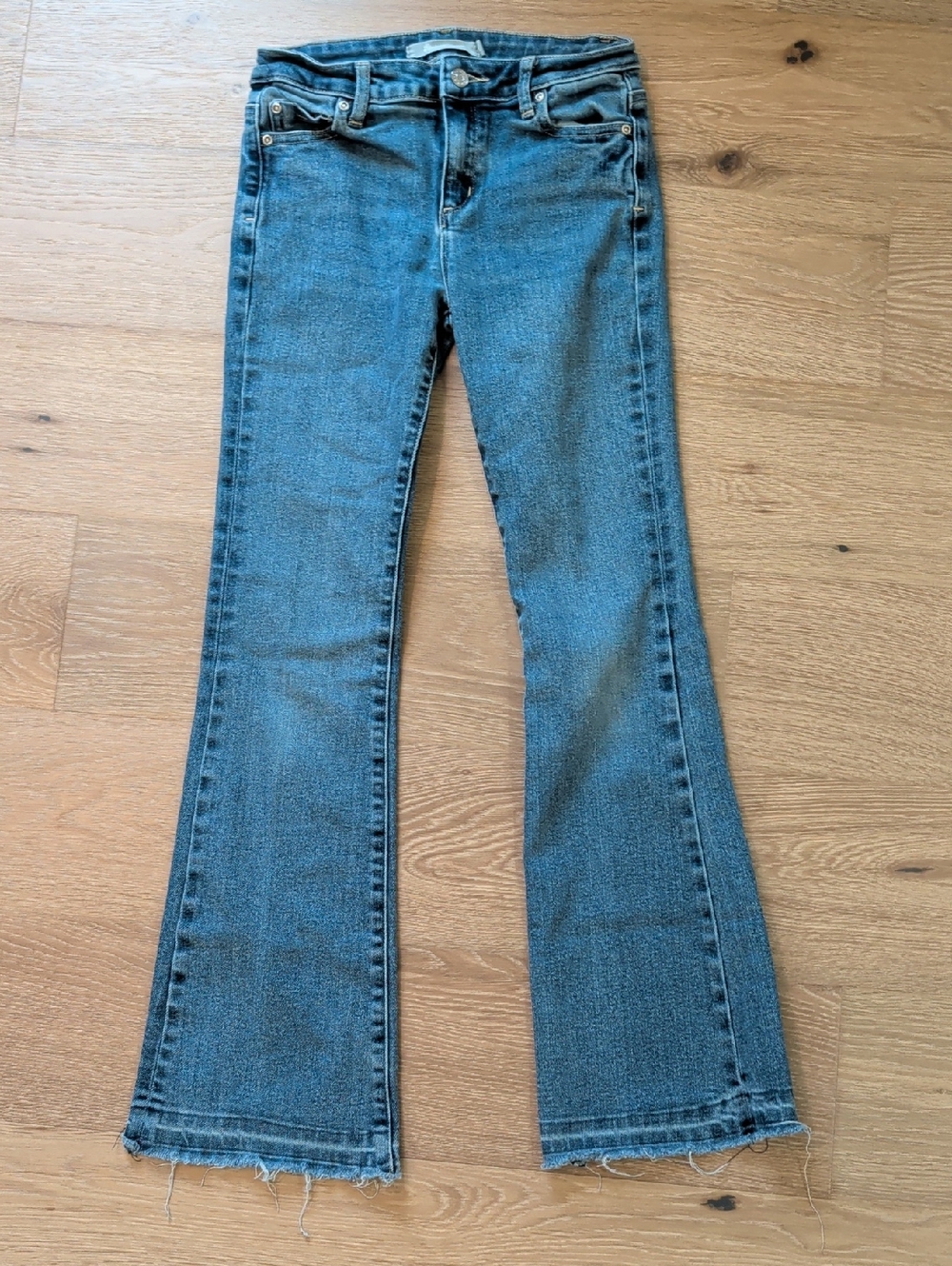 Tractr Kids Blue Flared Jeans with Frayed Hem
